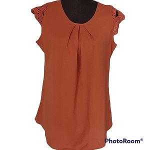 Shein Burnt Orange Lace Top